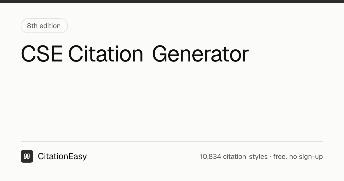 Free CSE Citation Generator [Updated for 2026] | CitationEasy
