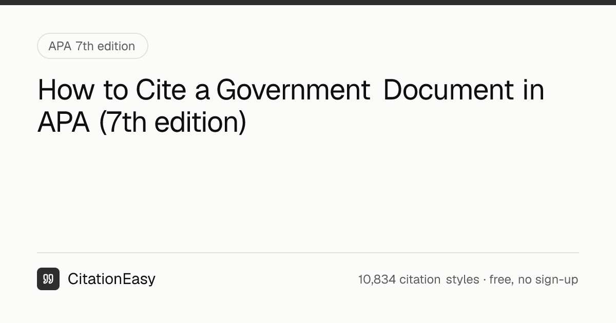 How to Cite a Government Document in APA [7th edition, Updated 2026 ...