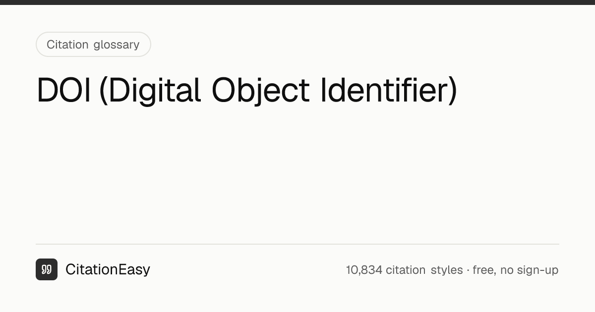DOI (Digital Object Identifier) — definition and examples | CitationEasy