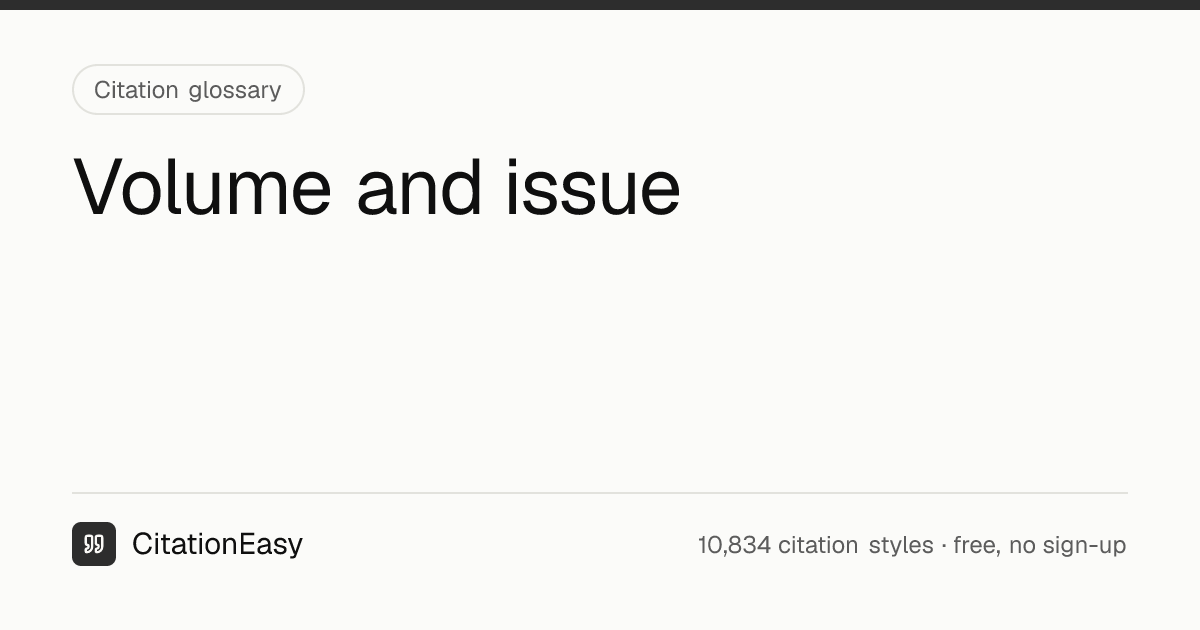 Volume and issue — definition and examples | CitationEasy