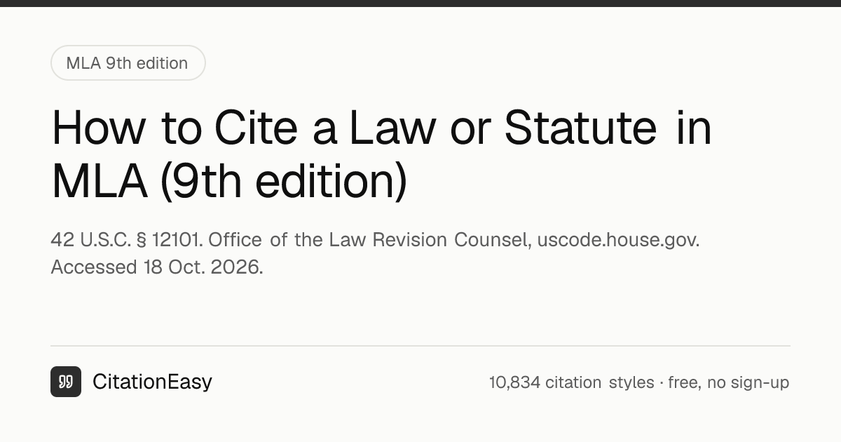 How to Cite a Law or Statute in MLA [9th edition, Updated 2026 ...