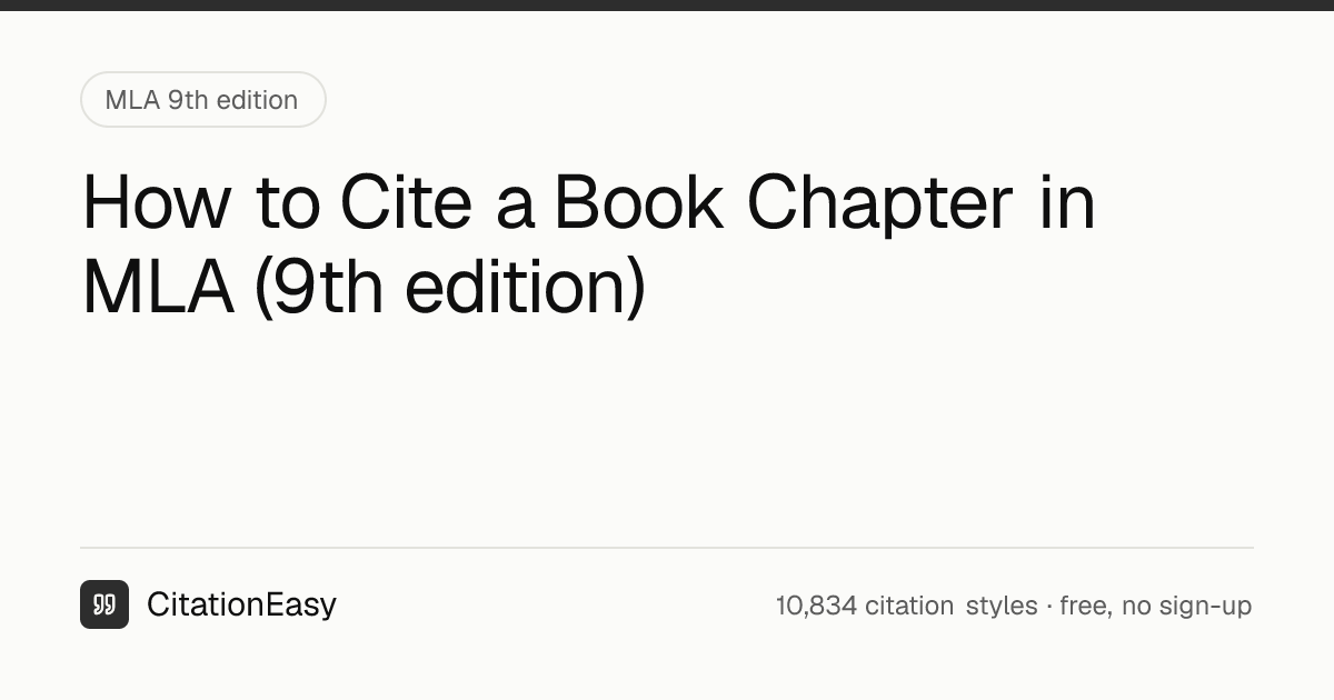 How to Cite a Book Chapter in MLA [9th edition, Updated 2026 ...