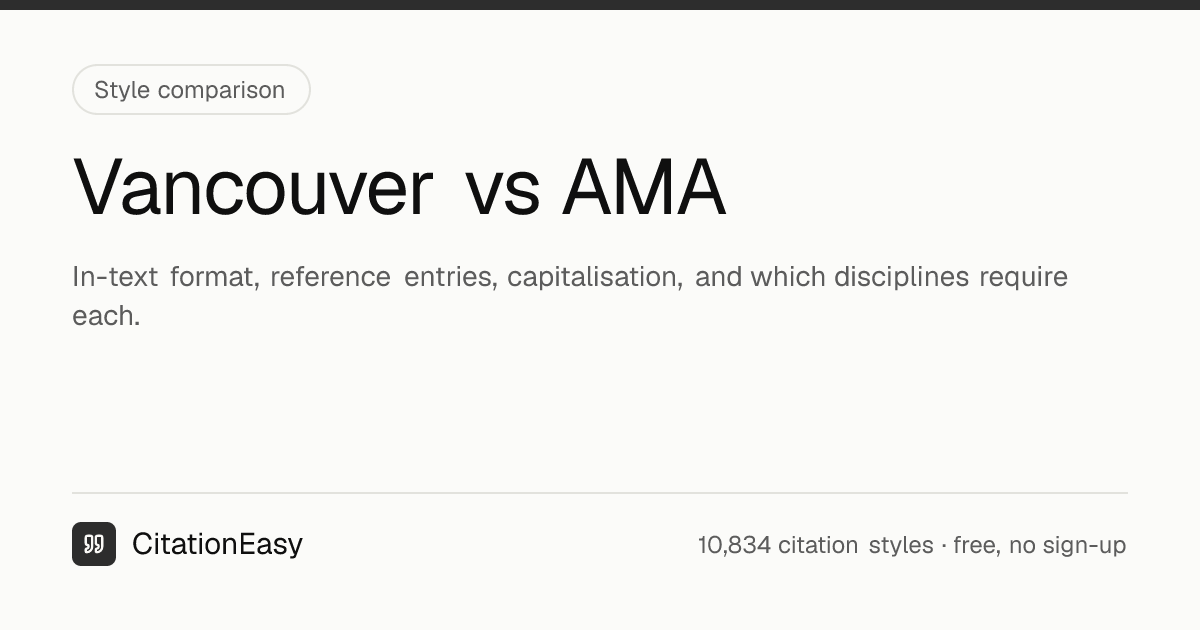 Vancouver vs AMA - Key Differences Explained [2026] | CitationEasy