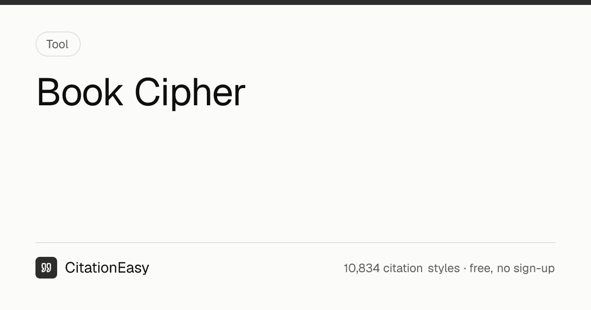 Book Cipher - Encoder & Decoder With Page, Line and Word | CitationEasy