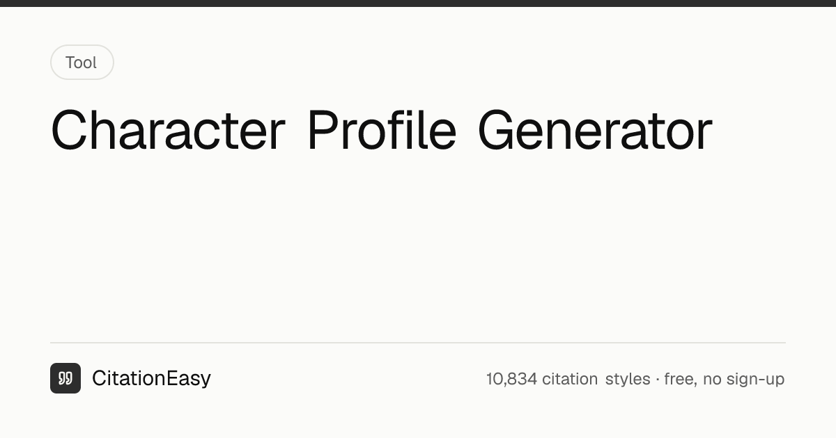 Character Profile Generator - Character Sheet Template | CitationEasy
