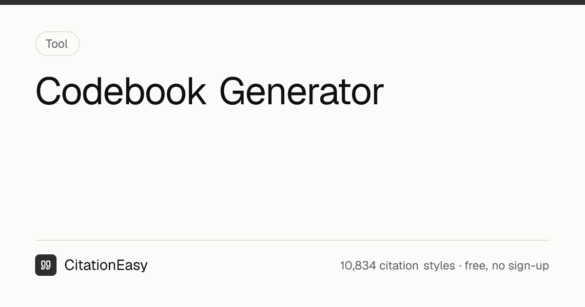 Codebook Generator - Variable Table, SPSS & R Syntax | CitationEasy