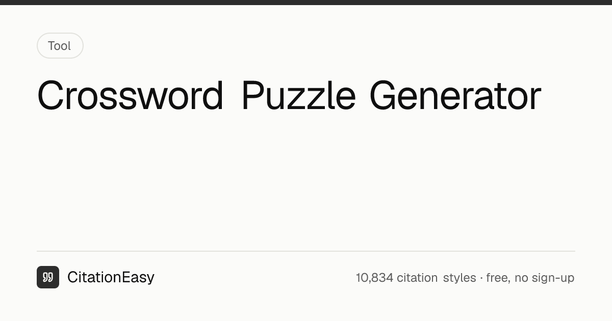 Crossword Puzzle Generator - Printable with Answer Key | CitationEasy