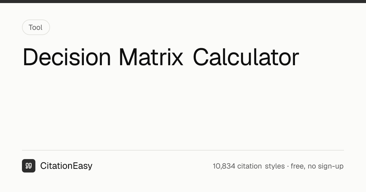 Decision Matrix Calculator - Weighted Scoring With Sensitivity ...