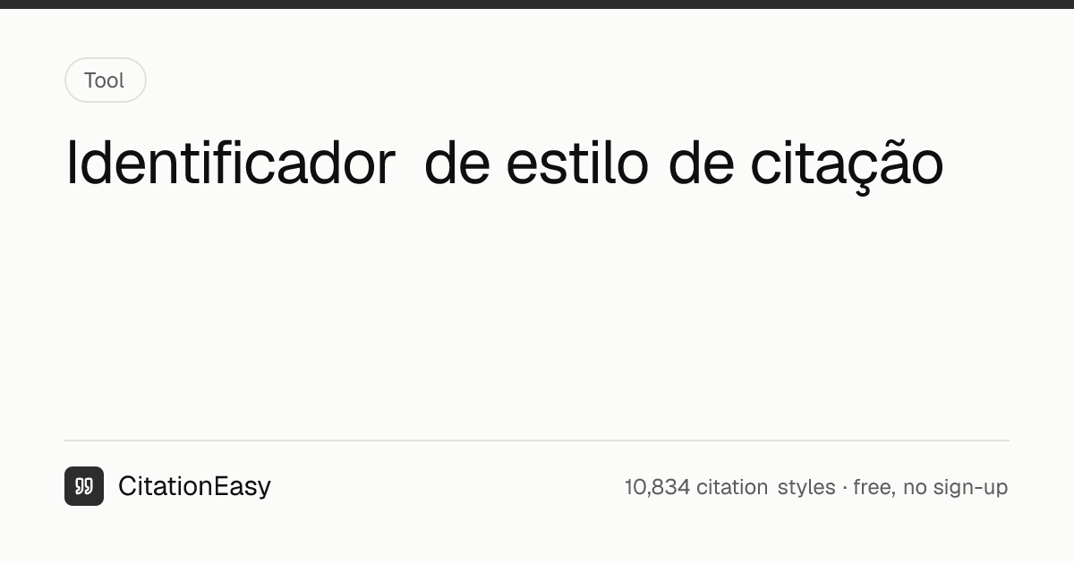 Identificador de estilo de citação - Qual estilo é esta referência ...