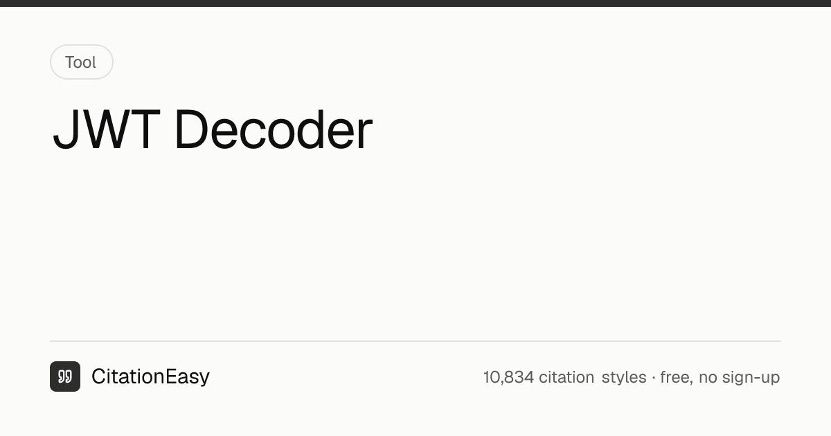 JWT Decoder - Read Header, Claims & Expiry Safely | CitationEasy