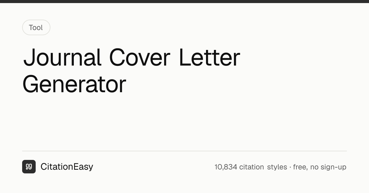 Journal Cover Letter Generator - Manuscript Submission Letters ...