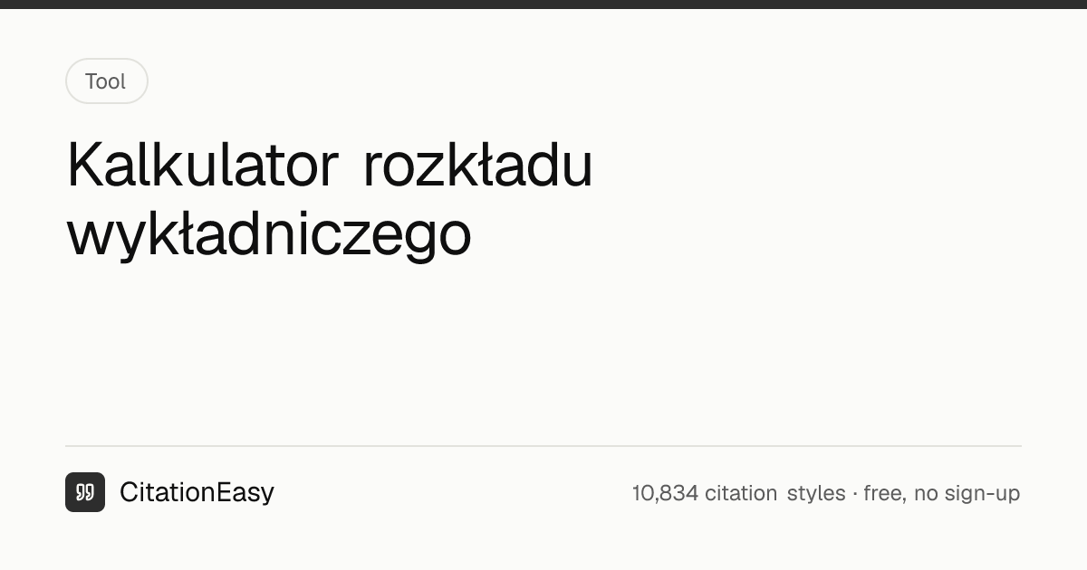 Kalkulator rozkładu wykładniczego - PDF, CDF i kwantyle | CitationEasy