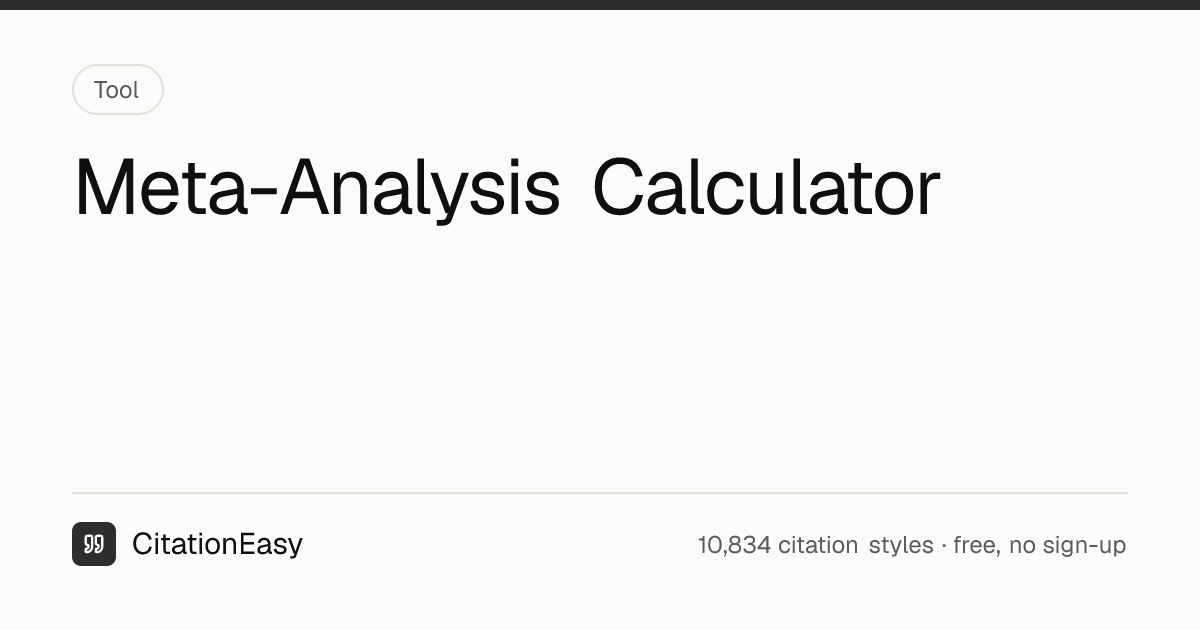 Meta-Analysis Calculator - Random Effects and Forest Plot | CitationEasy