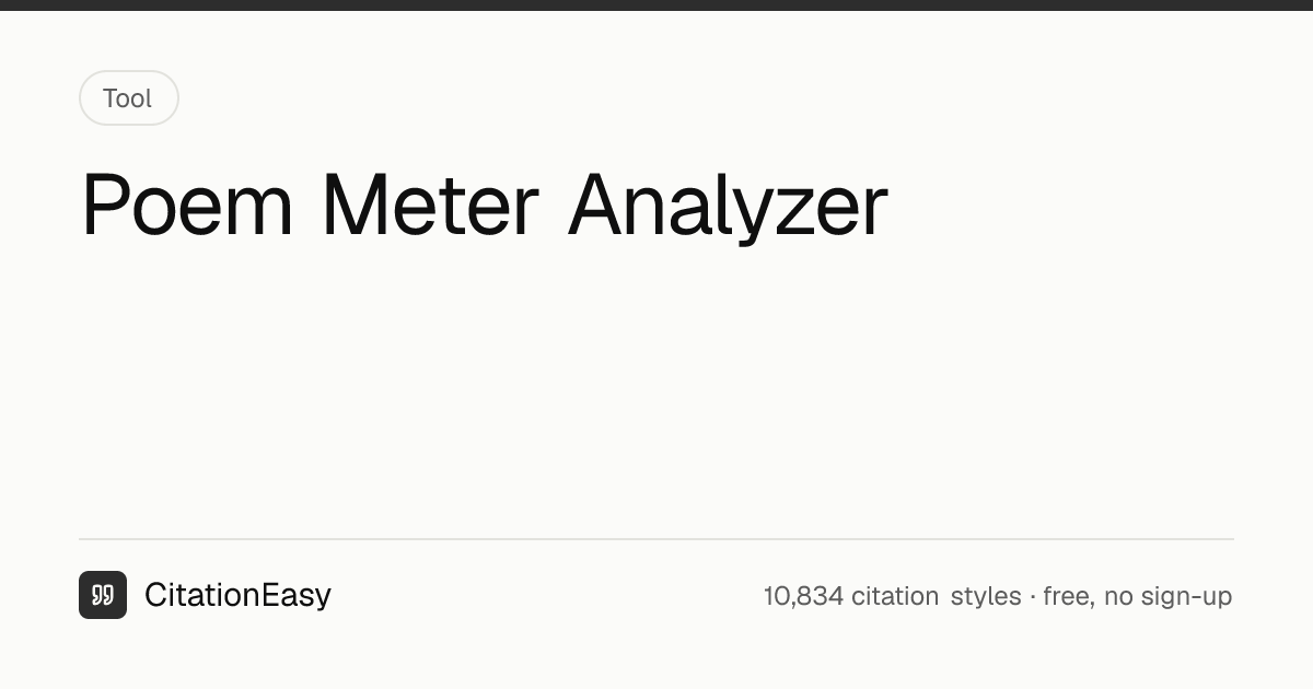 Poem Meter Analyzer - Scansion and Iambic Pentameter Check | CitationEasy