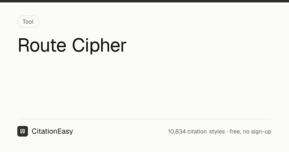 Route Cipher - Spiral and Zigzag Transposition Tool | CitationEasy