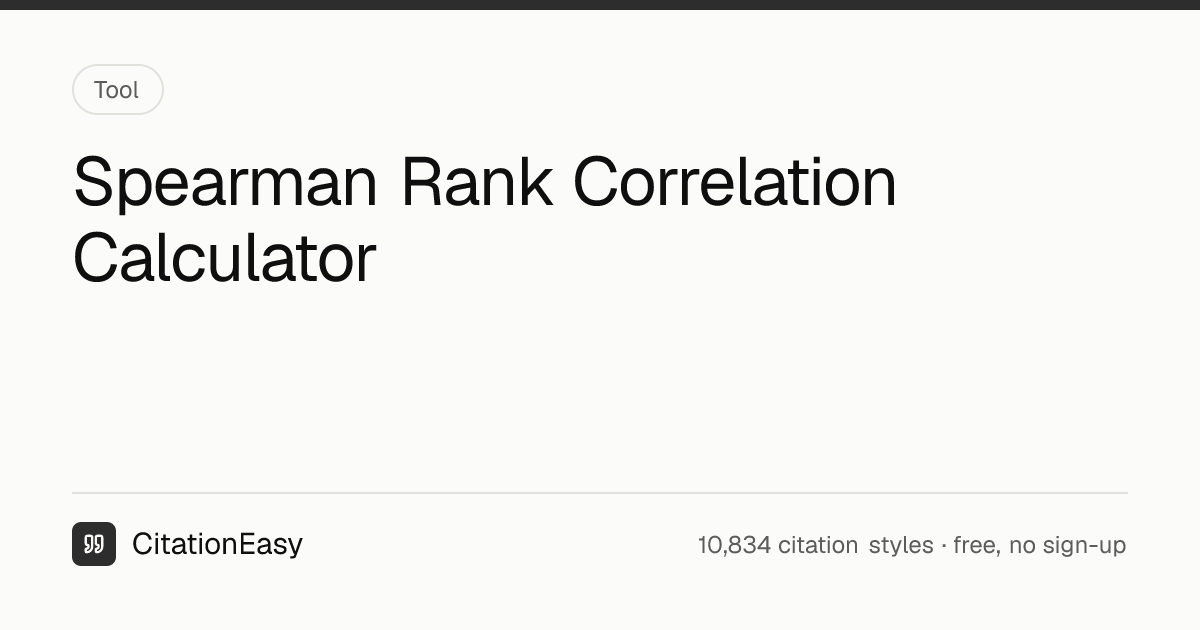 Spearman Rank Correlation Calculator - Rho, P-Value & Ranks | CitationEasy