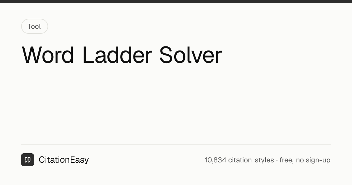 Word Ladder Solver - Shortest Path Between Two Words | CitationEasy