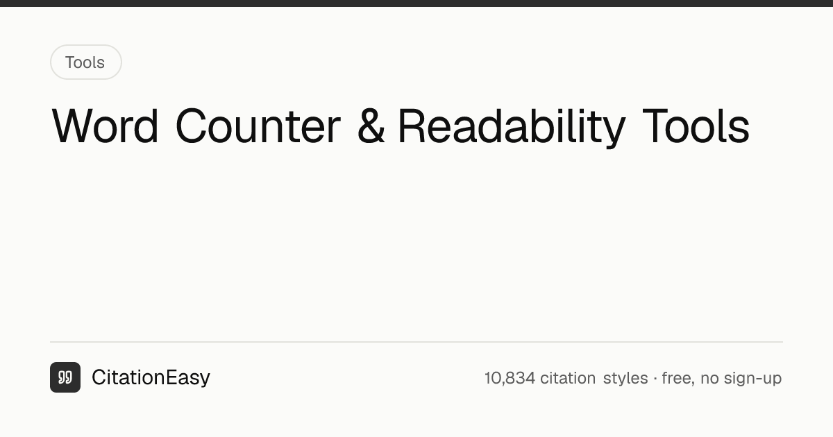 Word Counter & Readability Tools - Words, Characters, Pages | CitationEasy